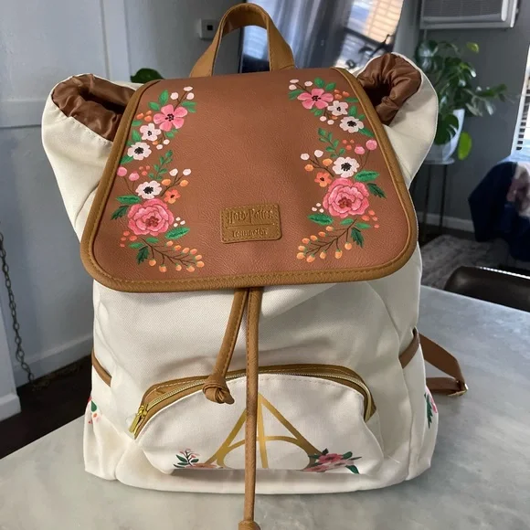 Loungefly Harry Potter Deathly Hallows Floral Slouch Backpack s-l400.jpg main image 4